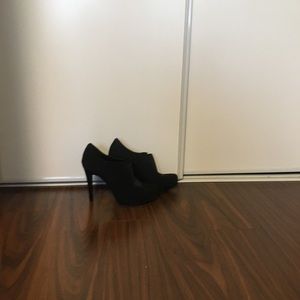 BCBG black bootie heels
